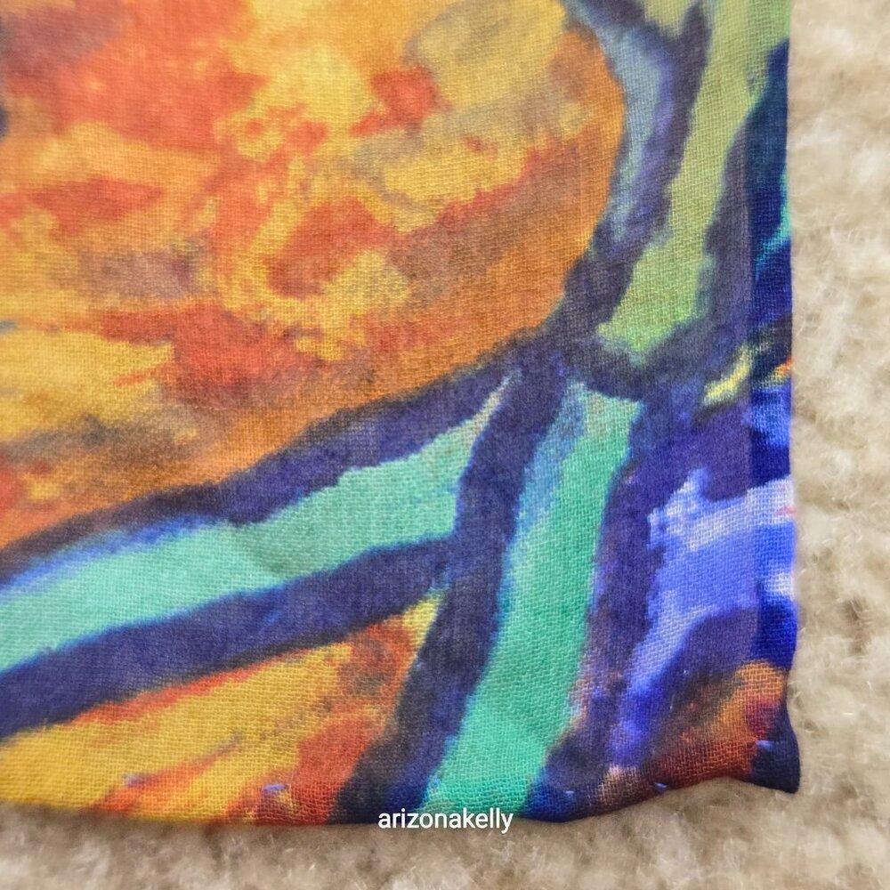 Van Gogh Silk Oblong Scarf Hand-Rolled Edges - Picture 5 of 10